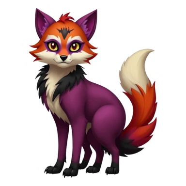 Multicolored gloomy dark edgy gothic spooky warm badass realistic floral exotic Falvie-Fionbri-fursona, full body sticker