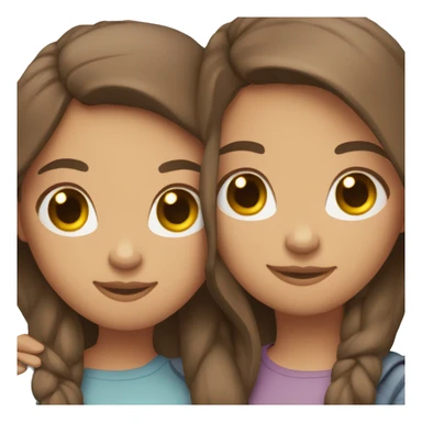 two best friends with straight brunette hair hugging sticker