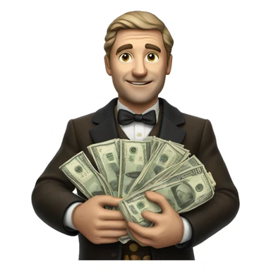 photorealistic aristocrat with money bag in his hands sticker