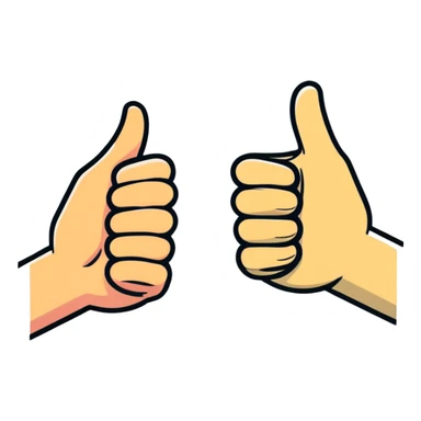 Girl with one hand giving thumbs up and the other hand giving thumbs down, showing mixed feelings sticker