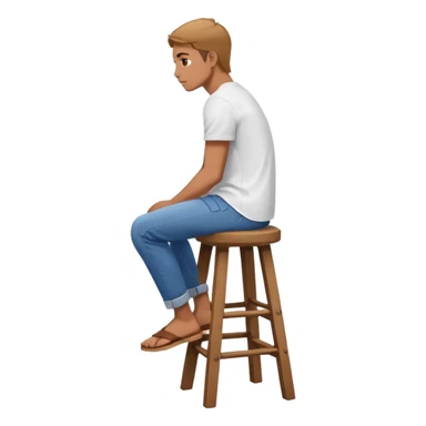 a person sitting on  stool with straight back turn. sticker