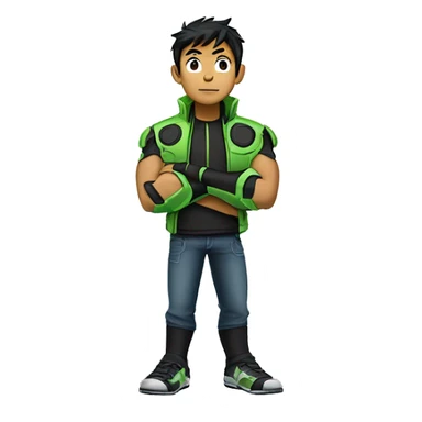 Omnitrix asain, arms folded side looking, standing sticker