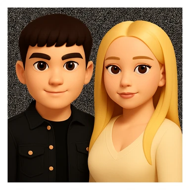 Slightly increase the volume of the upper body of the girl, slightly turn her to face forward, and make the skin color uniform. Maintain the cartoonish 3D style as in the reference image. sticker