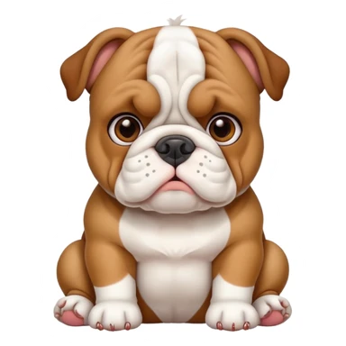 cute bulldog sitting front view sticker