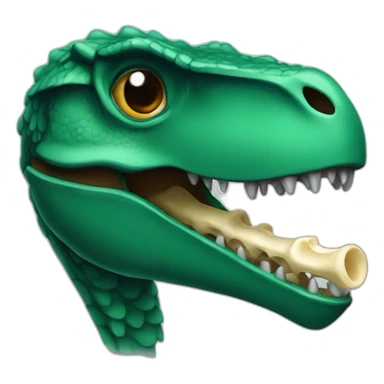 dark green raptor head holding bone sticker