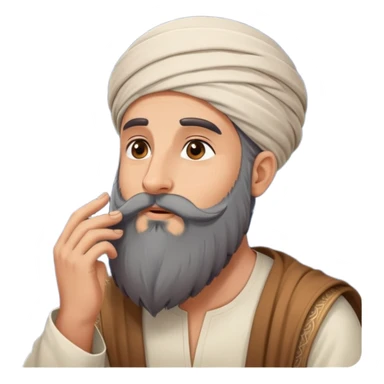 Middle Eastern sage with long beard stroking his beard while looking up at stars sticker