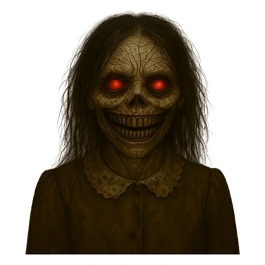 Remove the background, keep only the creepy girl with a transparent background. sticker