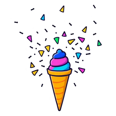 festive confetti cone popper with colorful confetti explosion sticker