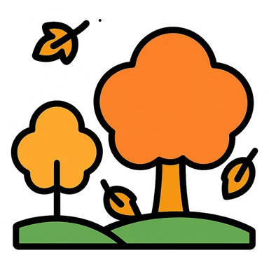 autumn fall scene with trees, orange foliage, and falling leaves sticker