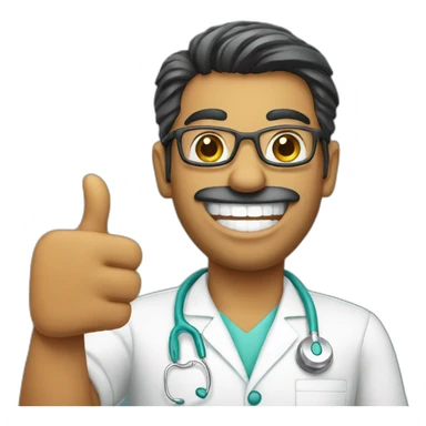 indian dentist giving thumbs up sticker