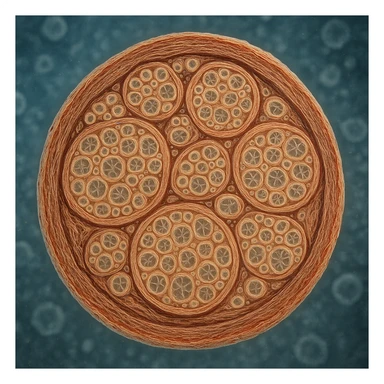 vagus nerve seen under microscope, hyper realistic 4K style, cellular details, scientific atmosphere sticker