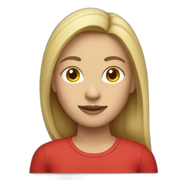 Bleached brunette working, red shirt sticker