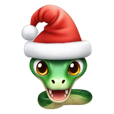 cute snake with christmas hat sticker