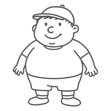 hand drawn outlined big boy character sticker