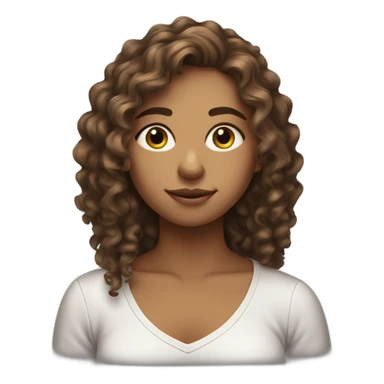 Hard working teen girl, brown long curly hair  sticker