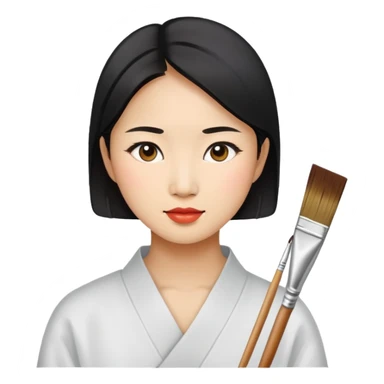 asian women painting sticker