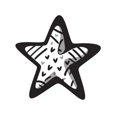 five-pointed star, hand-drawn doodle, playful and casual sticker
