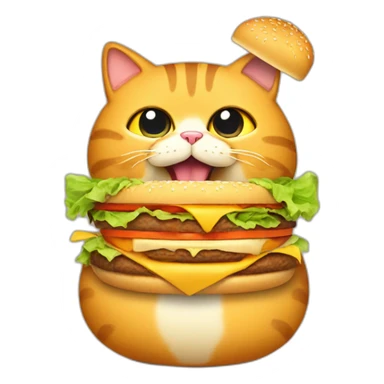 fat cat eating burger sticker