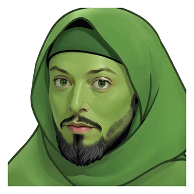 Elon Musk in hijab with a beard sticker