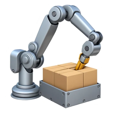 robot arm which is picking block in box sticker