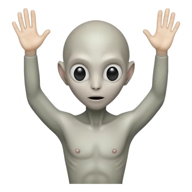 fullbody handsup gray alien frontview sticker