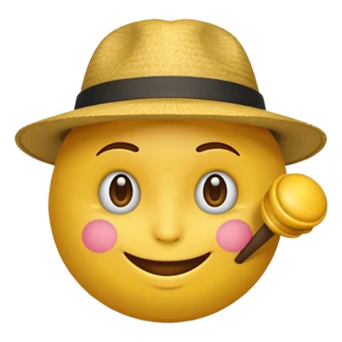 Un emoji rond jaune qui sourit avec un capeau de poète sticker