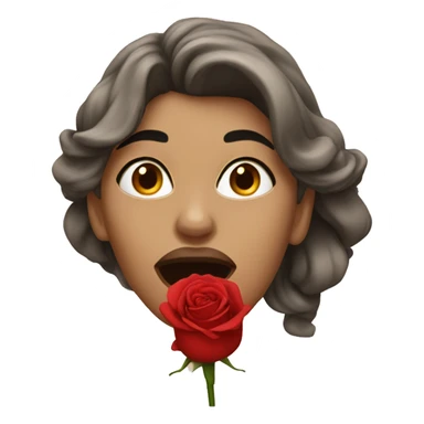 woman have a rose in her mouth  sticker