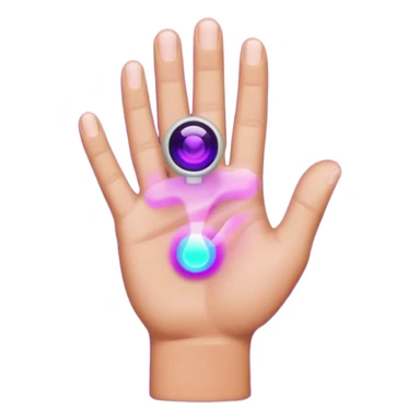 A hand with a thermal camera effect, purple color sticker