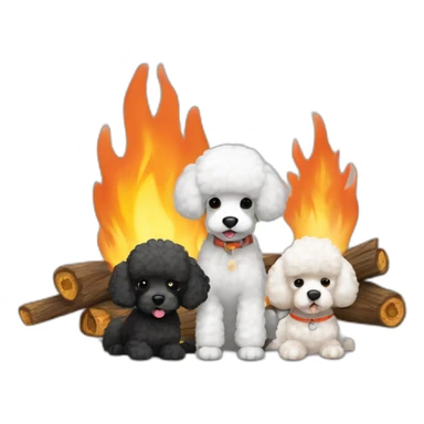 Two Black and one white poodle gathered around campfires sticker