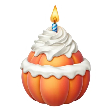 Peach covered with whipped cream and a birthday candle on it sticker
