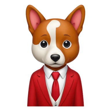 red dog with white tie,red shirt sticker