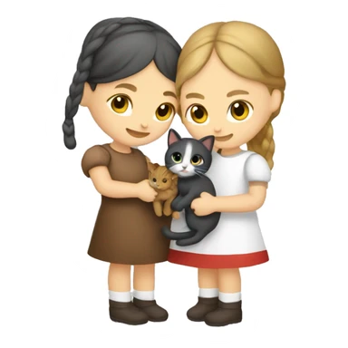 Two slavic girls and two cats in hands sticker