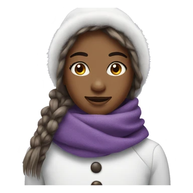 Snow man with girl features and lashes wearing purple scarf sticker