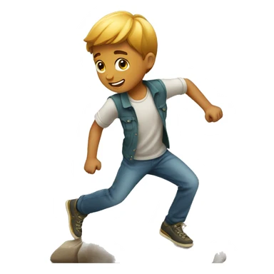 A boy skipping a rock sticker
