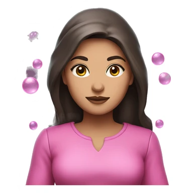 a witch brunette with brown eyes witch with pink clothing and bubbles sticker