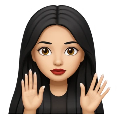 latina girl with straight long hair thats black memoji with nail no lipstick thats a baddie sticker
