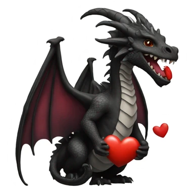 dragon black scale with a heart for lov sticker