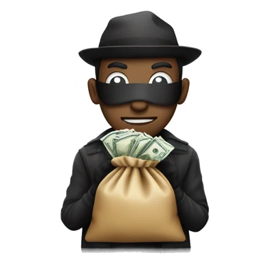 Robber with money bag sticker