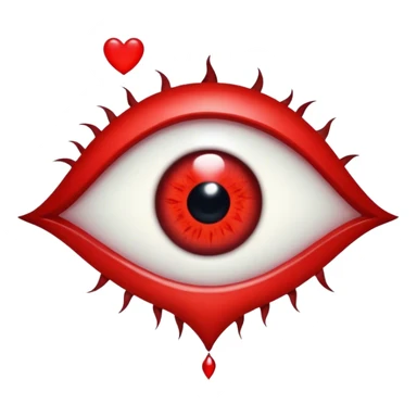 Evil eye with red heart sticker