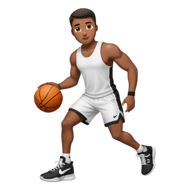 Handsome Black guy with brown skin tone, with muscular build, wearing black basketball shorts, a white tank top, and Nike sneakers sticker