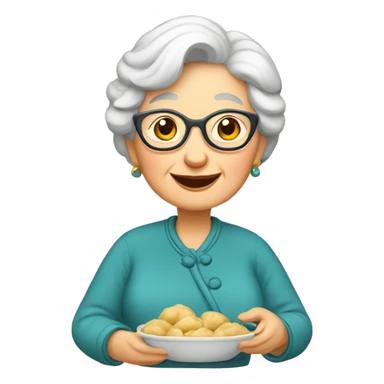 grandma with dumplings sticker