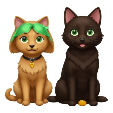 black cat and brown retriever sticker