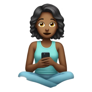 Girl sitting in bed on her phone  sticker