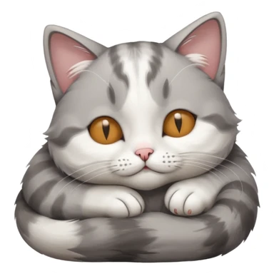 grey and white small cat with its eyes closed lying down with its head resting own paw sticker