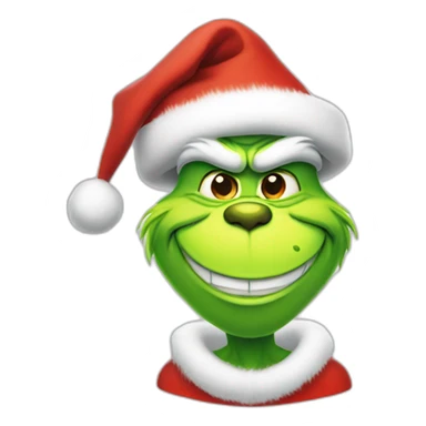 grinch smiles with christmas hat sticker