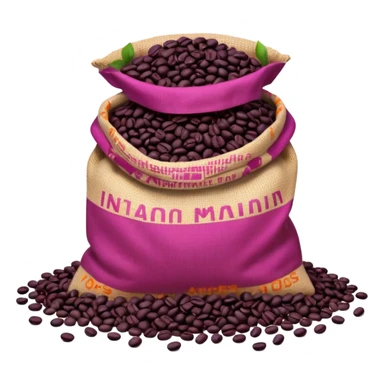 Bag of purple coffee beans on the floor sticker