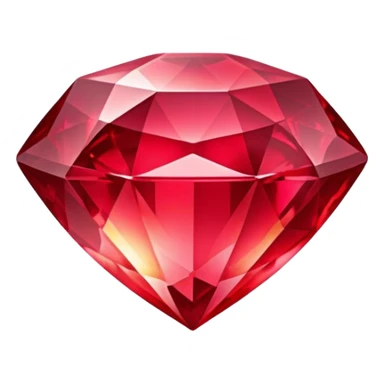 Cinematic Realistic Ruby Emoji, Deep and rich, with a smooth, polished surface gleaming in brilliant red, the facets catching light and casting fiery reflections. The rich color seems to glow with an inner warmth, while a soft, subtle shimmer highlights the edges. Soft glowing outline, capturing the essence of passionate beauty and timeless elegance in a precious ruby. sticker