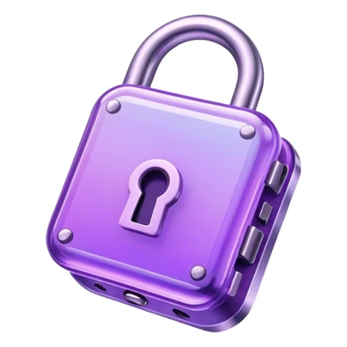 Holographic and glassmorphic purple lock sticker