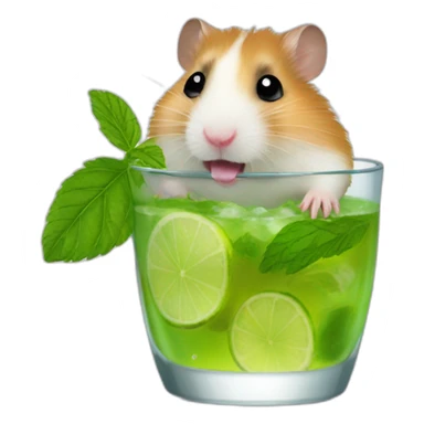 hamster on a weel drinking mojito sticker