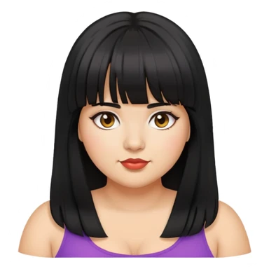 Latina girl with bangs black long hair plus size with fair flip sticker